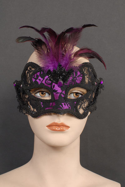 (image for) Glorianna Purple Mask Feather Party and Halloween - ME152A - Click Image to Close